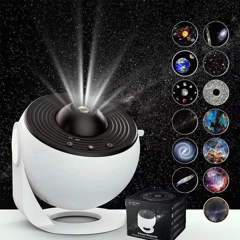 Proyector de Estrellas Cielo Estrellado con 12 Discos y Rotación 360° | Luz Nocturna USB
