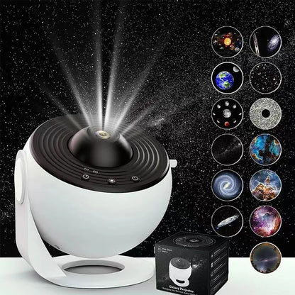 Proyector de Estrellas Cielo Estrellado con 12 Discos y Rotación 360° | Luz Nocturna USB