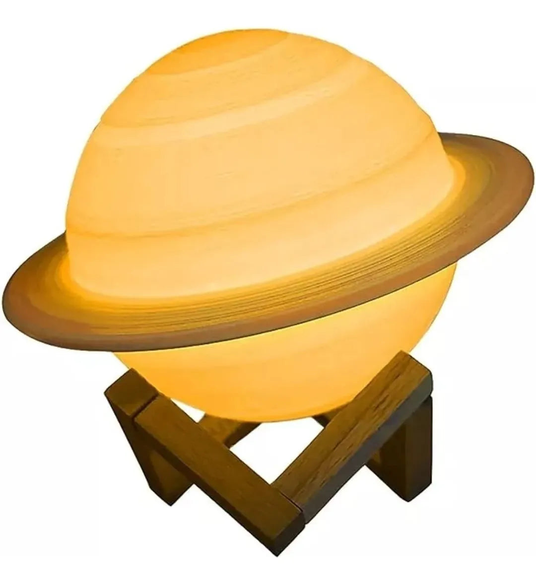 Lámpara Luna Planeta Saturno 3D 16 cm Recargable Led Usb Velador