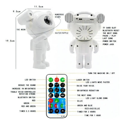 Lámpara y Parlante LED Astronauta Blanco 19cm para Decoración y Ambiente Estelar