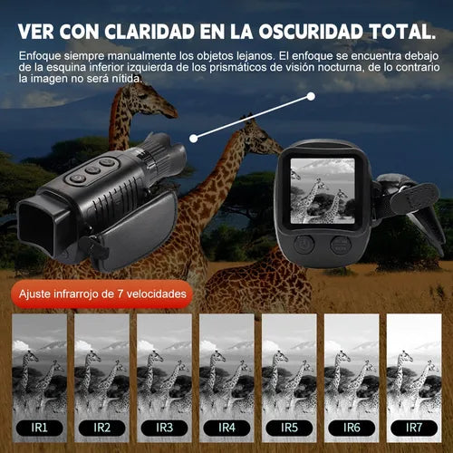 Monocular Visor HD con Visión Nocturna | Alta Definición para Caza, Senderismo y Observación Nocturna