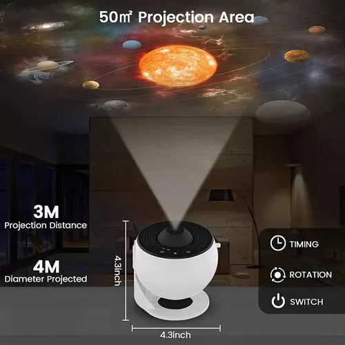 Proyector de Estrellas Cielo Estrellado con 12 Discos y Rotación 360° | Luz Nocturna USB