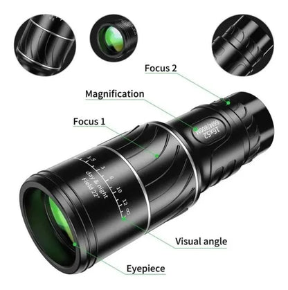 Telescopio Monocular 16x52 Impermeable Visión Nocturna Compacto HD