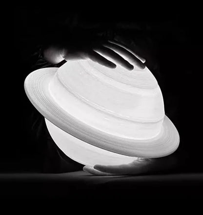 Lámpara Luna Planeta Saturno 3D 16 cm Recargable Led Usb Velador