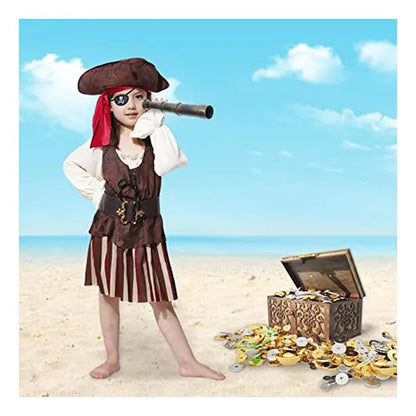 Set de Telescopio Decorativo con Brújula y Parche Pirata | Accesorios para Eventos Temáticos y Cosplay
