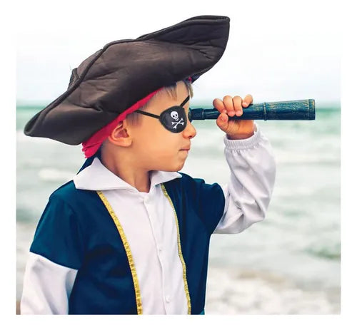 Set de Telescopio Decorativo con Brújula y Parche Pirata | Accesorios para Eventos Temáticos y Cosplay