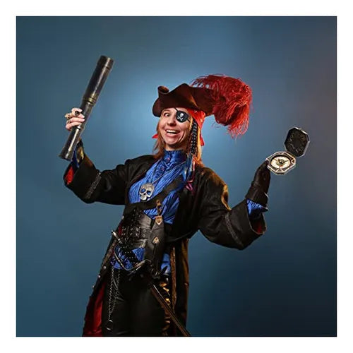 Set de Telescopio Decorativo con Brújula y Parche Pirata | Accesorios para Eventos Temáticos y Cosplay