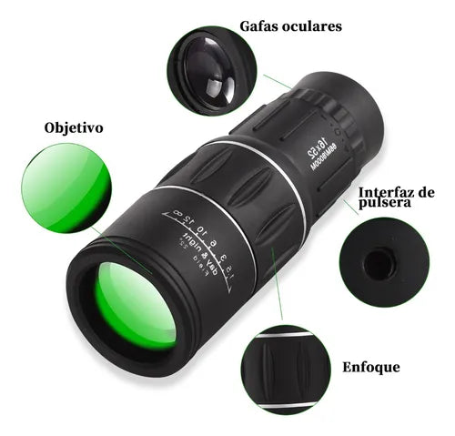 Telescopio Monocular HD Visión Nocturna Larga Distancia | Aumento 10x y Prisma BAK4