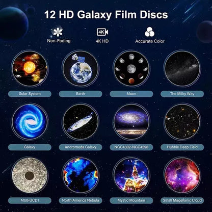 Proyector de Estrellas Cielo Estrellado con 12 Discos y Rotación 360° | Luz Nocturna USB