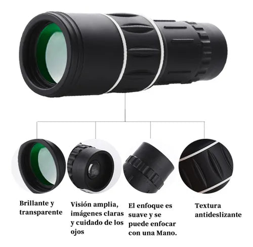 Telescopio Monocular HD Visión Nocturna Larga Distancia | Aumento 10x y Prisma BAK4