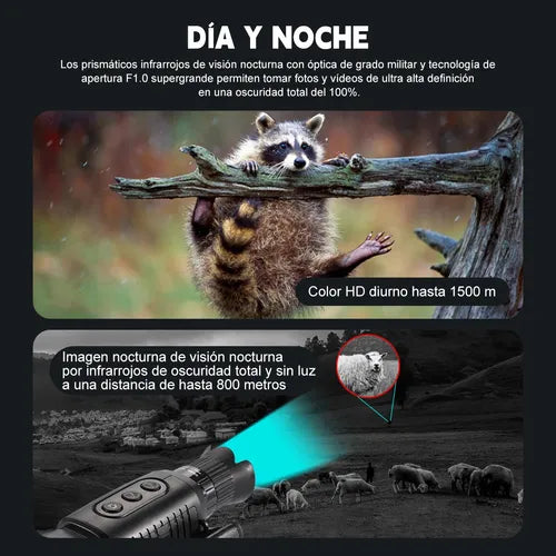 Monocular Visor HD con Visión Nocturna | Alta Definición para Caza, Senderismo y Observación Nocturna
