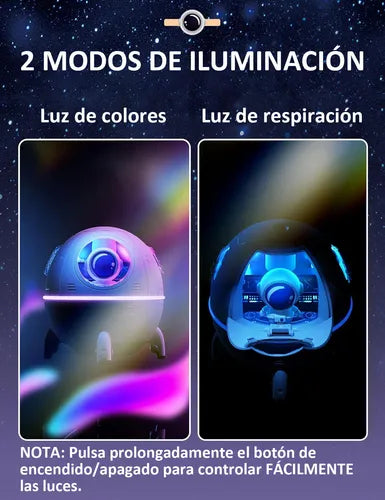 Humidificador Astronauta con LED – Vaporizador Ambiental Silencioso y Portátil